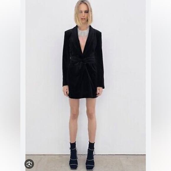 Zara Black Velvet Dress Size Extra Small XS - Picture 7 of 12